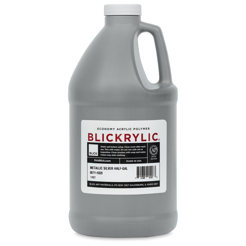 Blick Art Materials 00711-9328 Blickrylic Economy Acrylic Polymer - Metallic Silver, Half Gallon