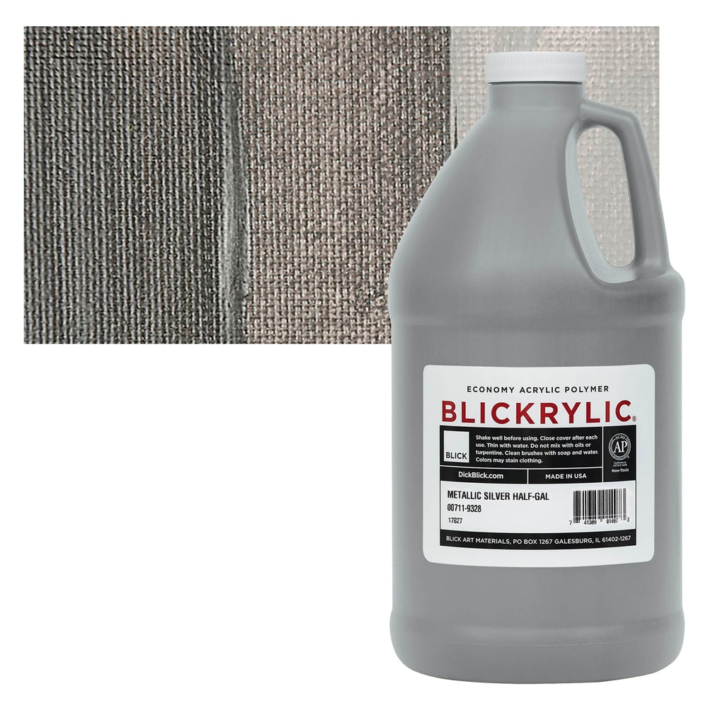 Blick Art Materials 00711-9328 Blickrylic Economy Acrylic Polymer - Metallic Silver, Half Gallon
