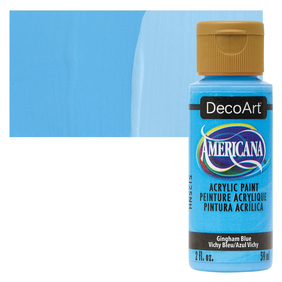 DecoArt 00769-0123 Americana Acrylic Colors, 2 fl. oz. Bottles, Gingham Blue