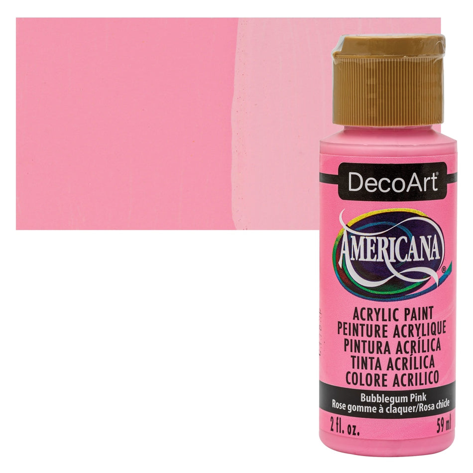 DecoArt 00769-1133 Americana Acrylic Colors, 2 fl. oz. Bottles, Bubblegum Pink