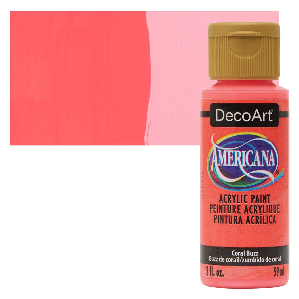 DecoArt 00769-3203 Americana Acrylic Colors, 2 fl. oz. Bottles, Coral Buzz