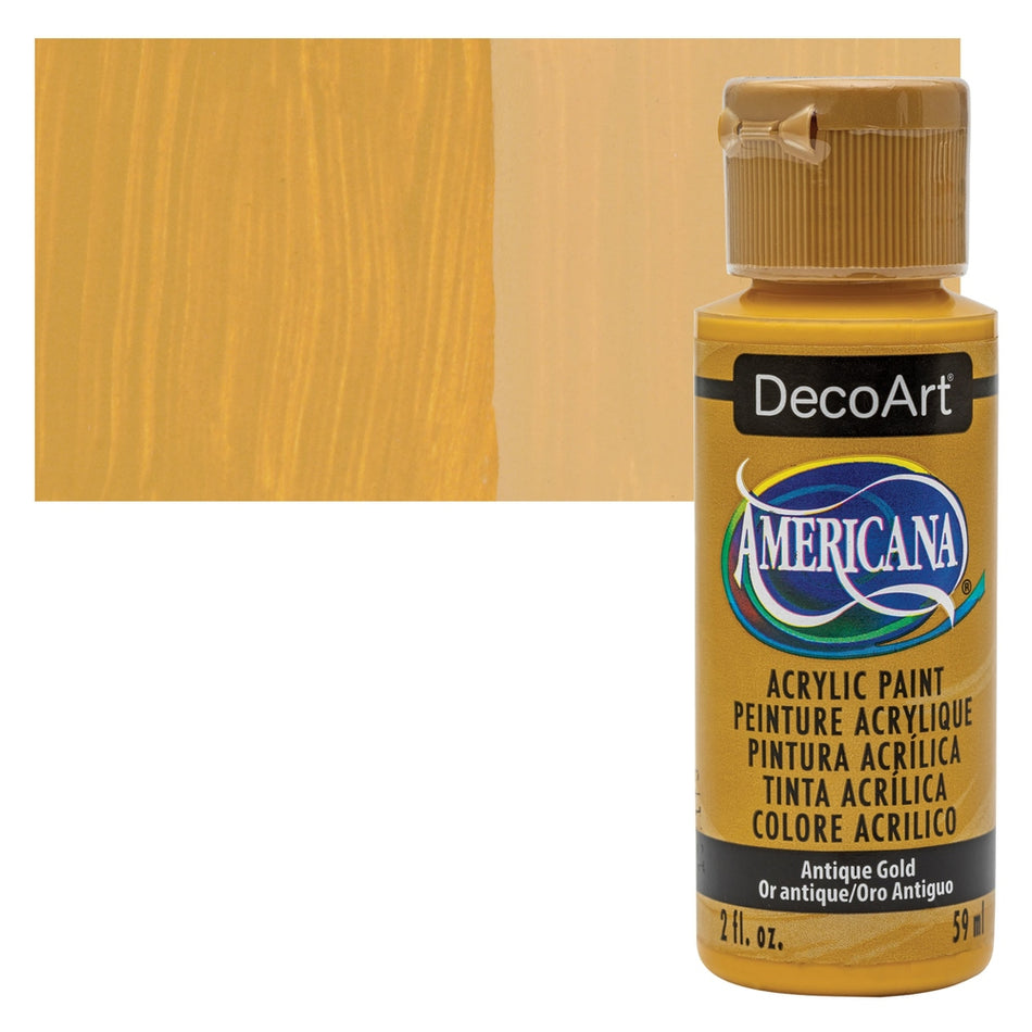 DecoArt 00769-4573 Americana Acrylic Colors, 2 fl. oz. Bottles, Antique Gold