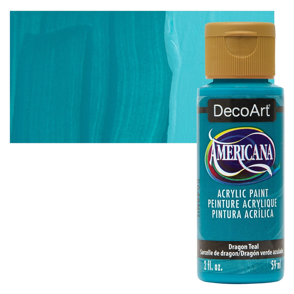 DecoArt 00769-5193 Americana Acrylic Colors, 2 fl. oz. Bottles, Dragon Teal