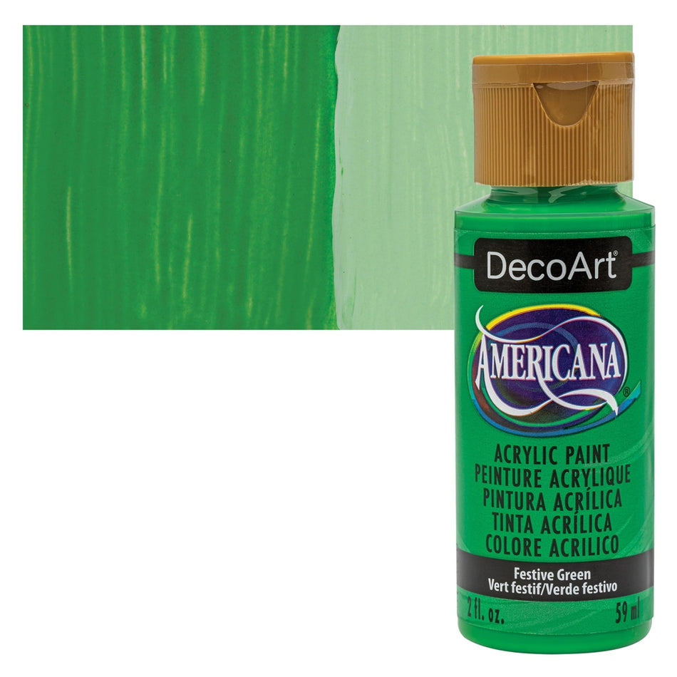 DecoArt 00769-7233 Americana Acrylic Colors, 2 fl. oz. Bottles, Festive Green