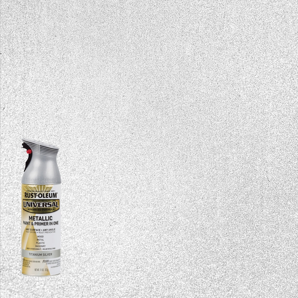Rust-Oleum Universal 245220 Metallic Paint & Primer In One Spray, Titanium Silver, 11 oz.
