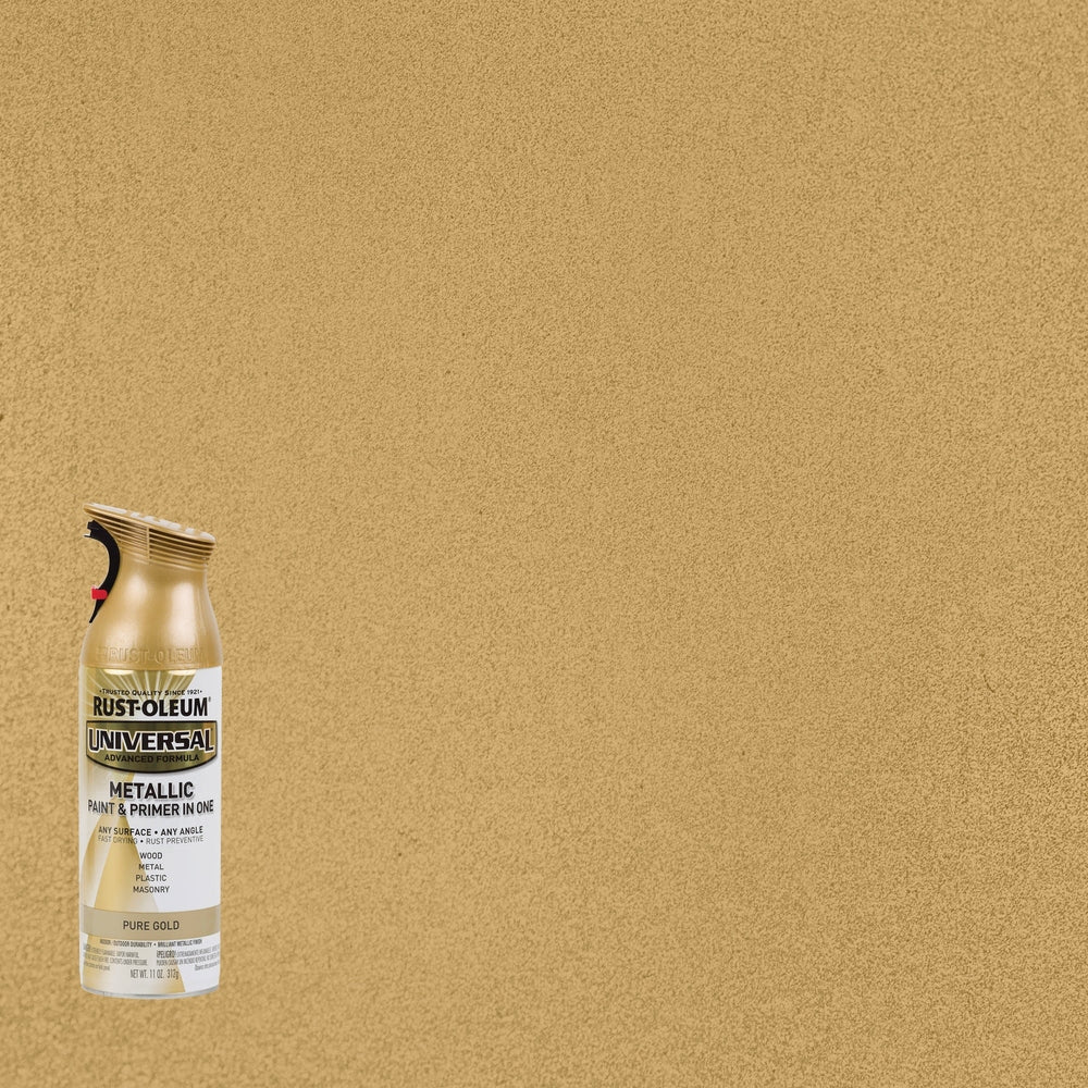 Rust-Oleum Universal 245221 Metallic Paint & Primer In One Spray, Pure Gold, 11 oz.