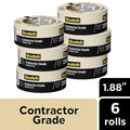 3M Scotch Contractor Grade Masking Tape 2020-48A-CP, 1.88 in × 60.1 yd (48 mm x 55 m), 6 Rolls/Pack