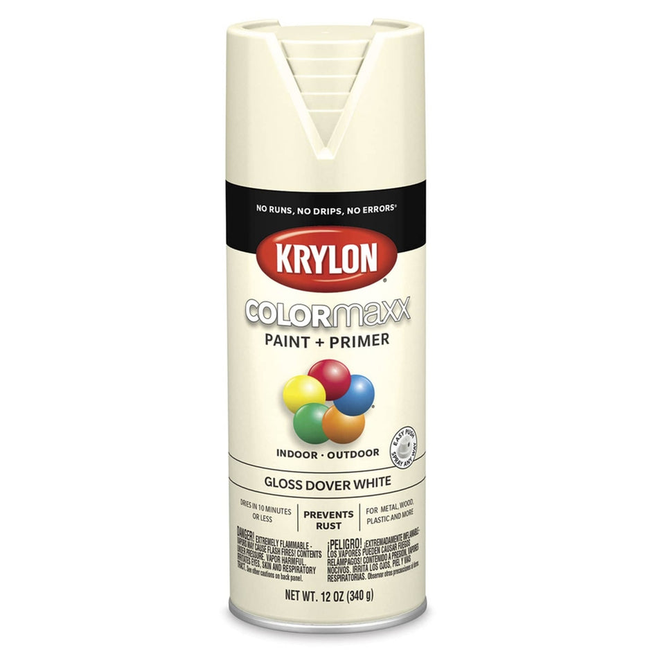 Krylon K05516007 COLORmaxx Spray Paint, Gloss Dover White, 12 oz.