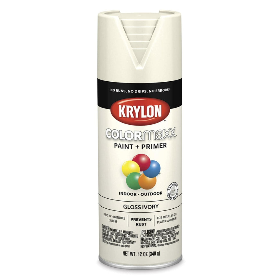 Krylon K05524007 COLORmaxx Spray Paint, Gloss Ivory, 12 oz.