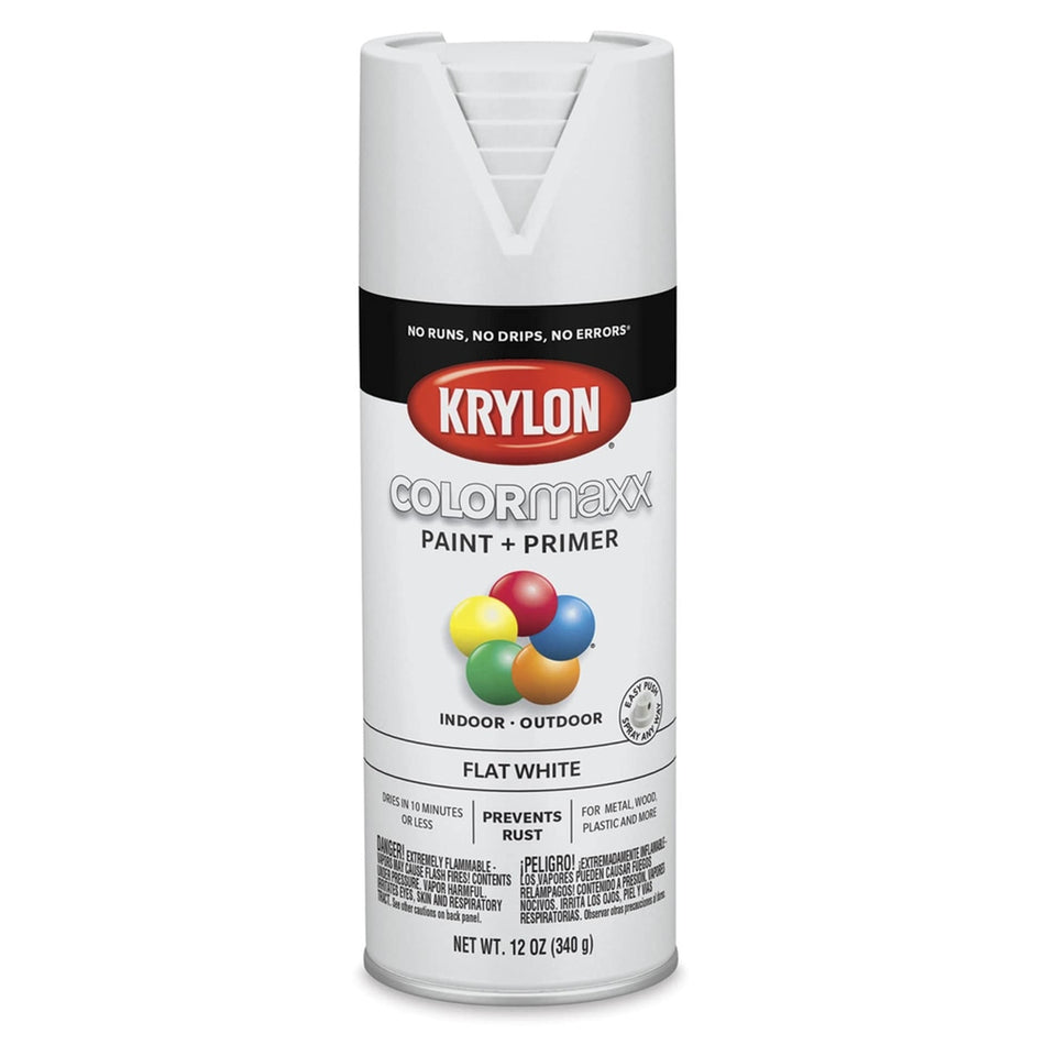 Krylon K05548007 COLORmaxx Spray Paint, Flat White, 12 oz.
