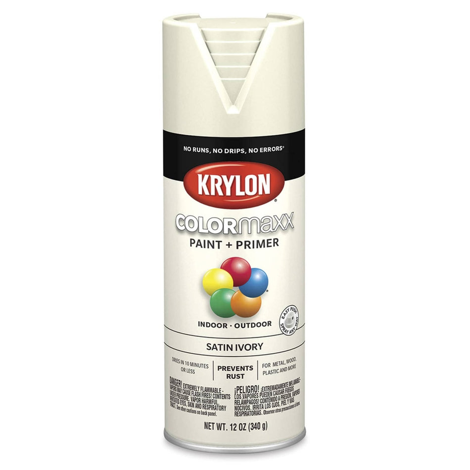 Krylon K05567007 COLORmaxx Spray Paint, Satin Ivory, 12 oz.
