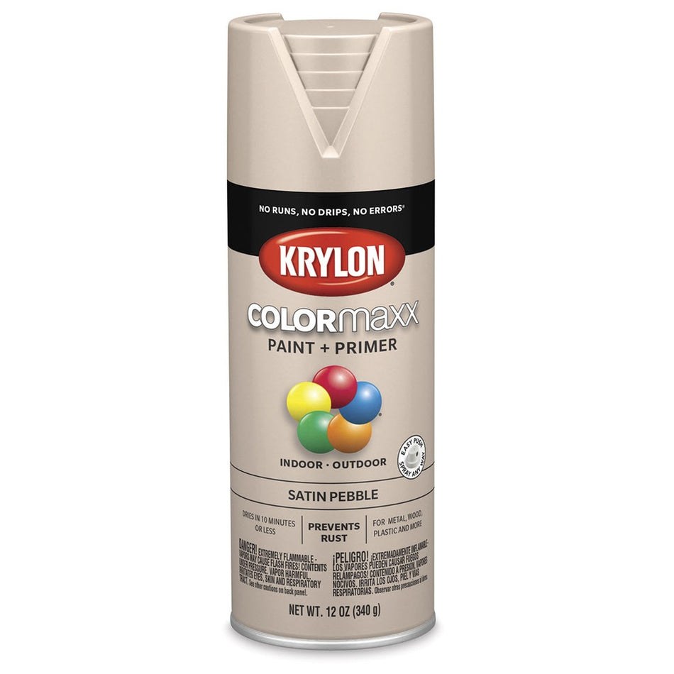 Krylon K05572007 COLORmaxx Spray Paint, Satin Pebble, 12 oz.