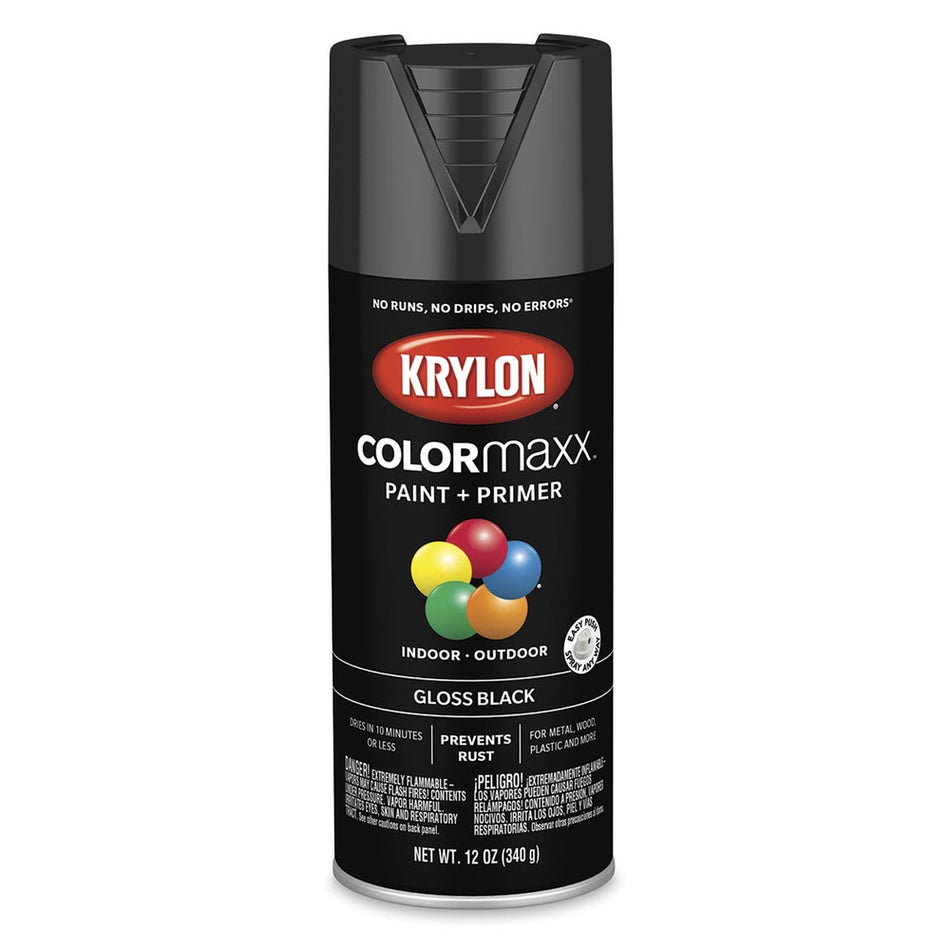 Krylon K05505007 COLORmaxx Spray Paint, Gloss Black, 12 oz.