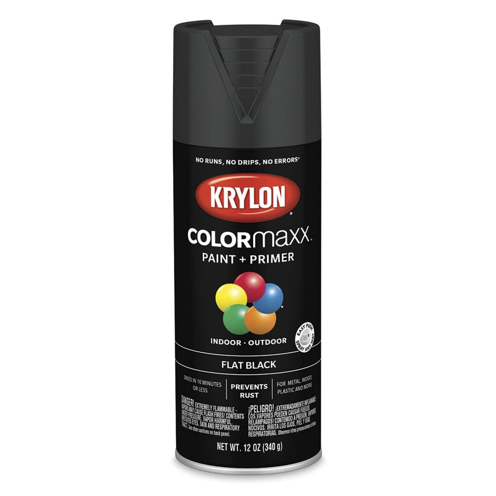 Krylon K05546007 COLORmaxx Spray Paint, Flat Black, 12 oz.