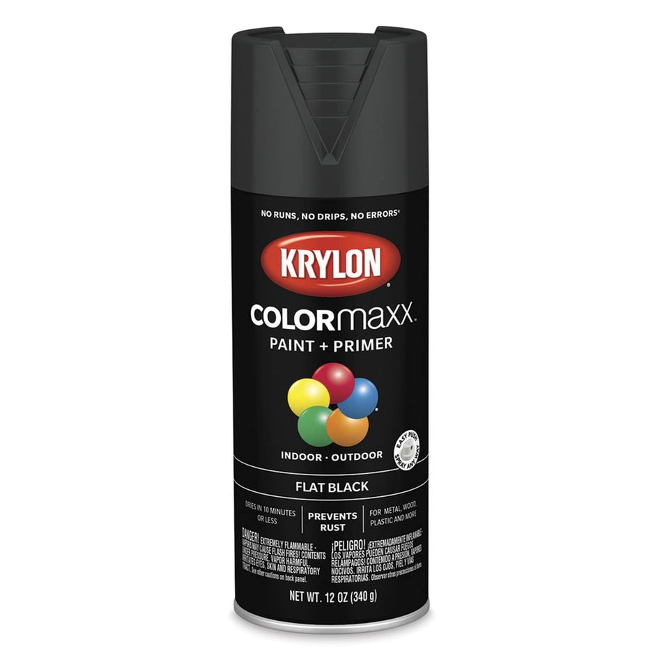 Krylon K05546007 COLORmaxx Spray Paint, Flat Black, 12 oz.