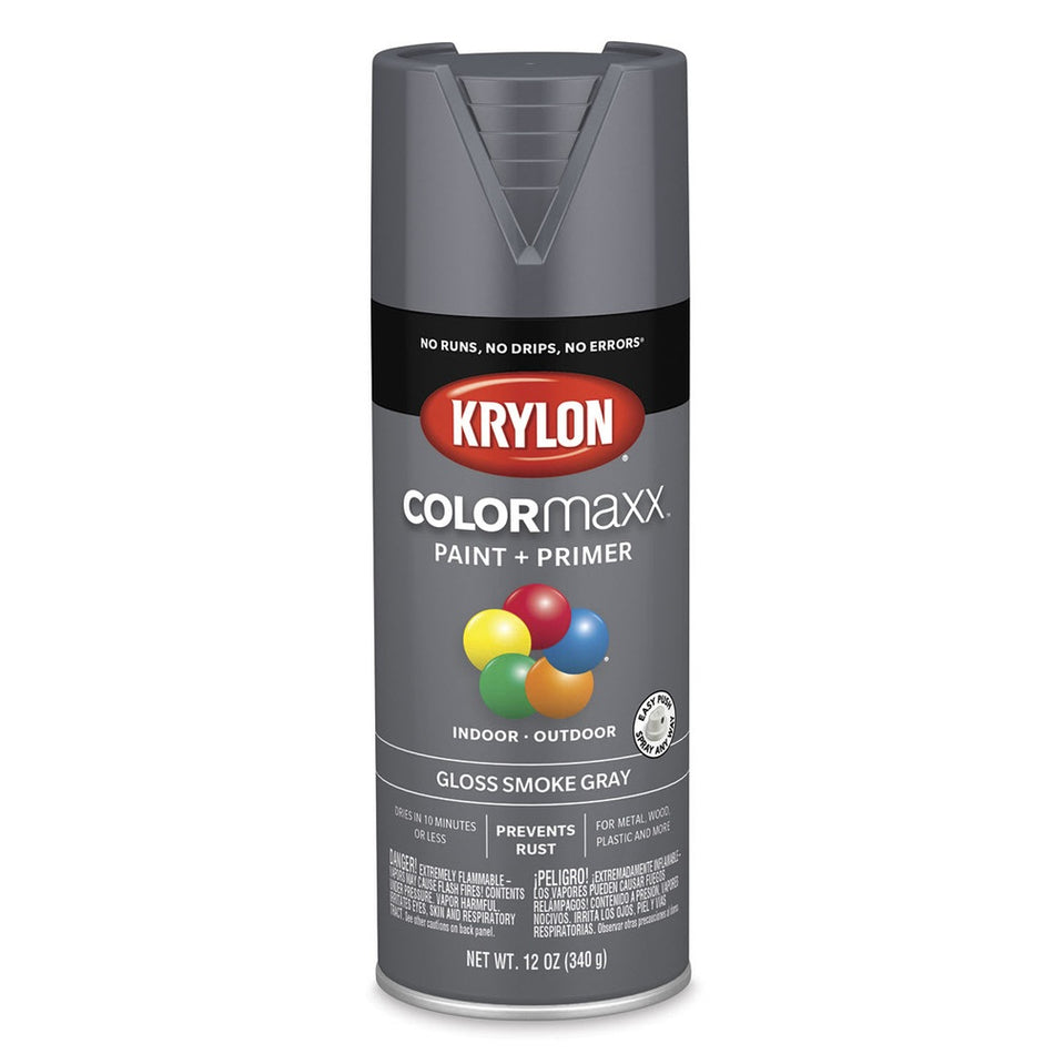 Krylon K05539007 COLORmaxx Spray Paint, Gloss Smoke Gray, 12 oz.