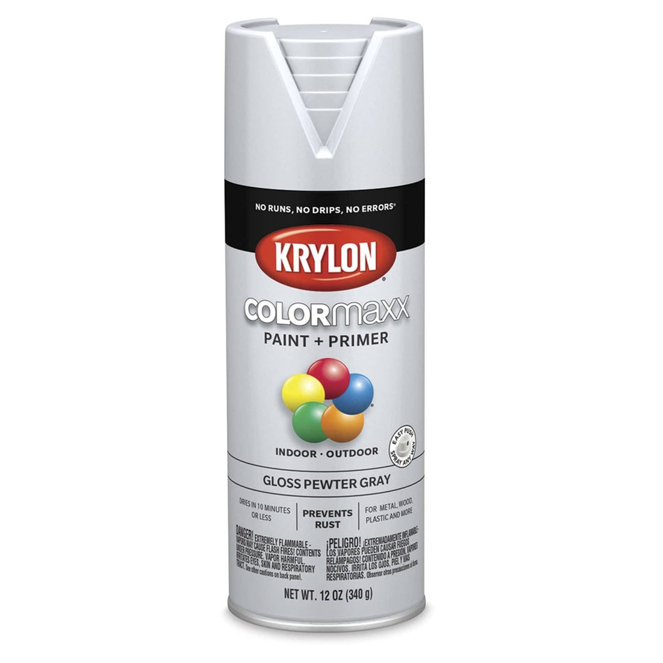 Krylon K05531007 COLORmaxx Spray Paint, Gloss Pewter Gray, 12 oz.