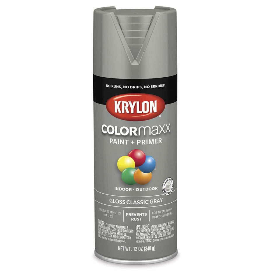 Krylon K05513007 COLORmaxx Spray Paint, Gloss Classic Gray, 12 oz.