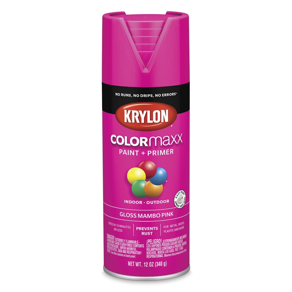 Krylon K05528007 COLORmaxx Spray Paint, Gloss Mambo Pink, 12 oz.