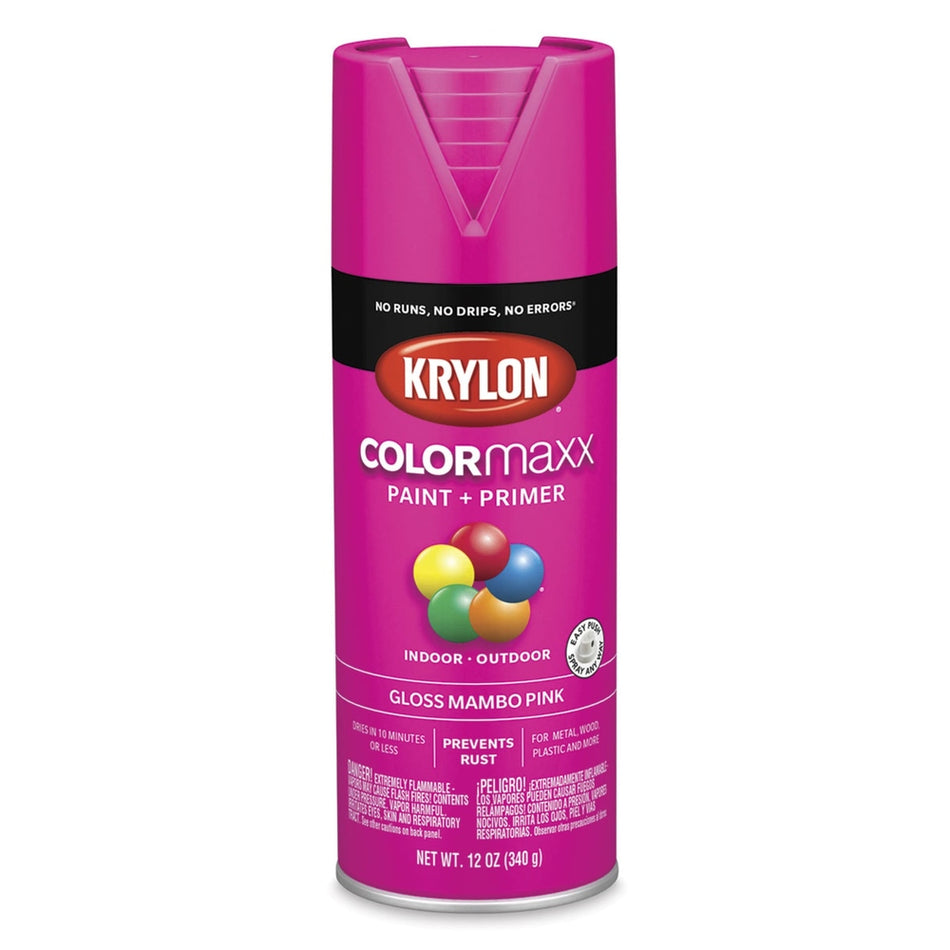 Krylon K05528007 COLORmaxx Spray Paint, Gloss Mambo Pink, 12 oz.
