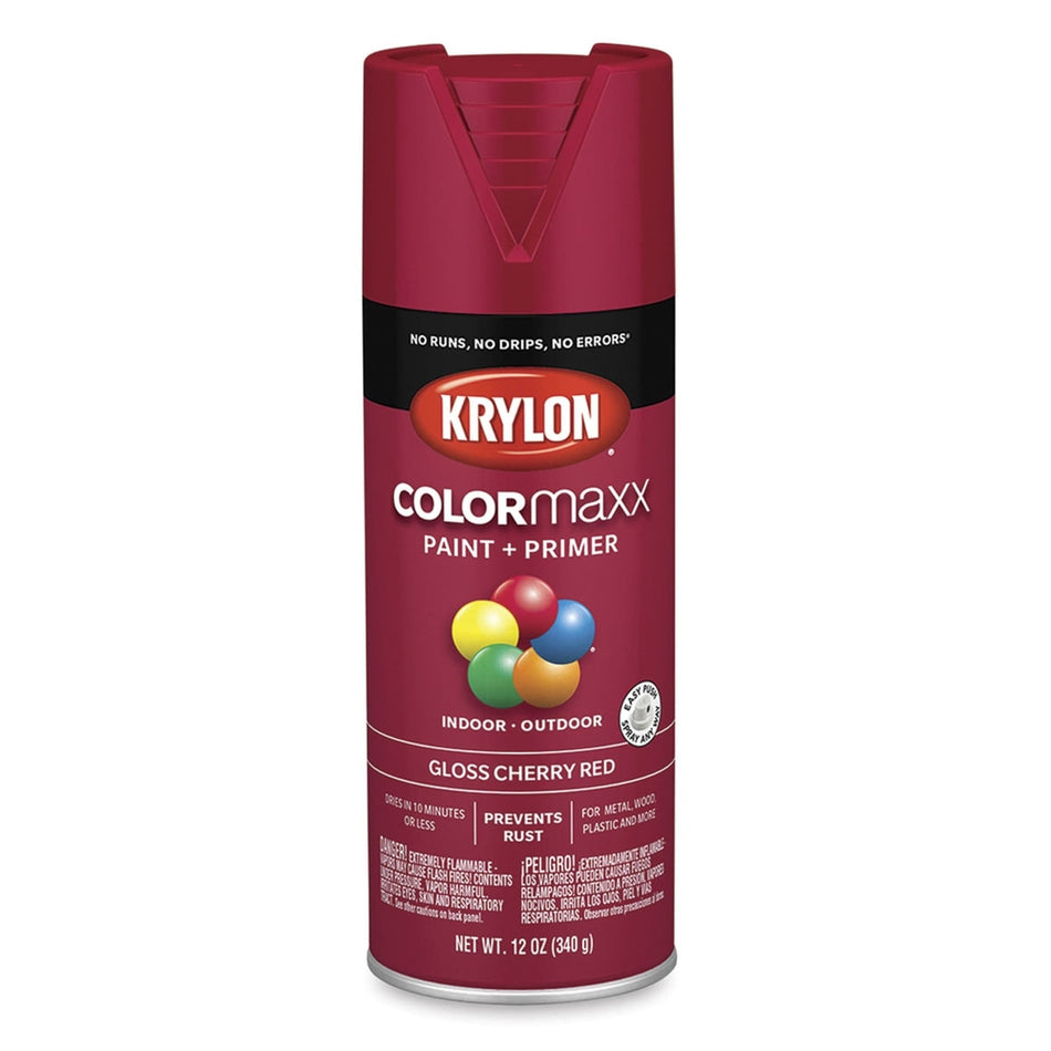 Krylon K05511007 COLORmaxx Spray Paint, Gloss Cherry Red, 12 oz.