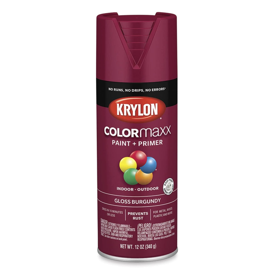 Krylon K05508007 COLORmaxx Spray Paint, Gloss Burgundy, 12 oz.