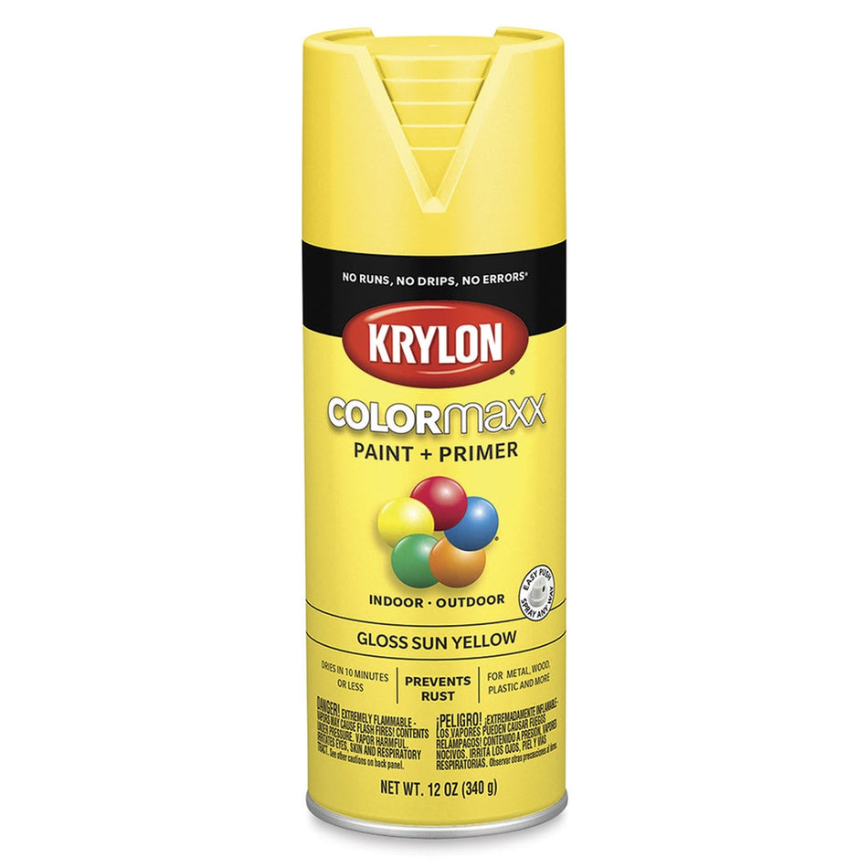 Krylon K05541007 COLORmaxx Spray Paint, Gloss Sun Yellow, 12 oz.