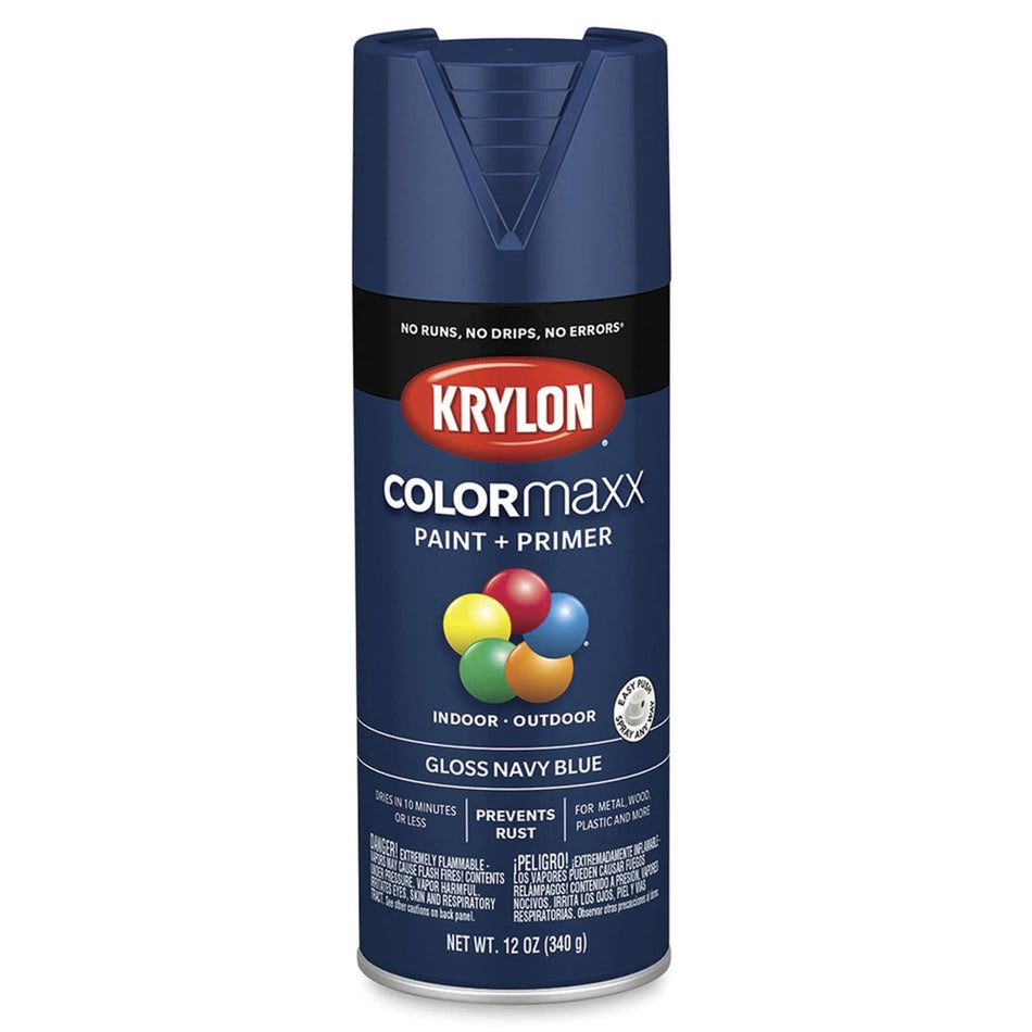 Krylon K05529007 COLORmaxx Spray Paint, Gloss Navy Blue, 12 oz.