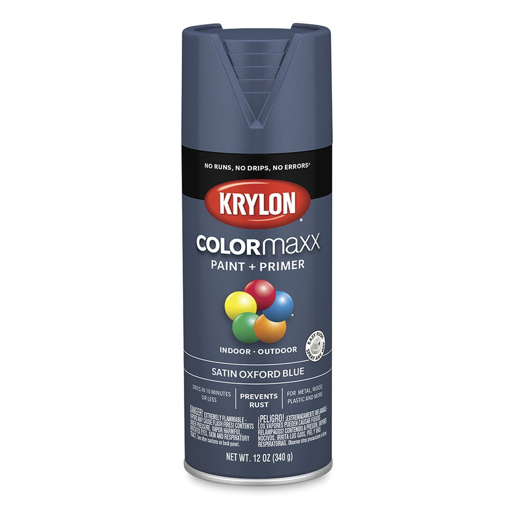 Krylon K05571007 COLORmaxx Spray Paint, Satin Oxford Blue, 12 oz.