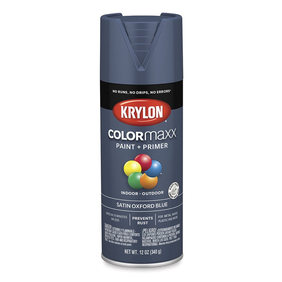 Krylon K05571007 COLORmaxx Spray Paint, Satin Oxford Blue, 12 oz.