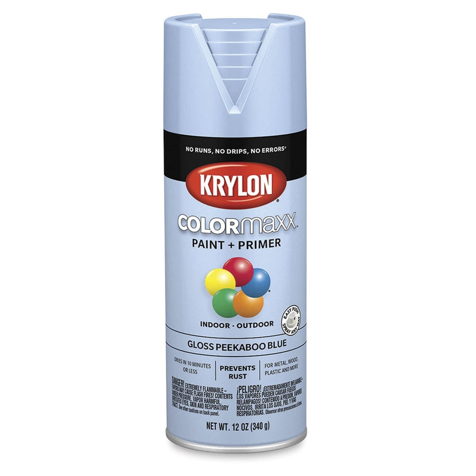 Krylon K05530007 COLORmaxx Spray Paint, Gloss Peekaboo Blue, 12 oz.