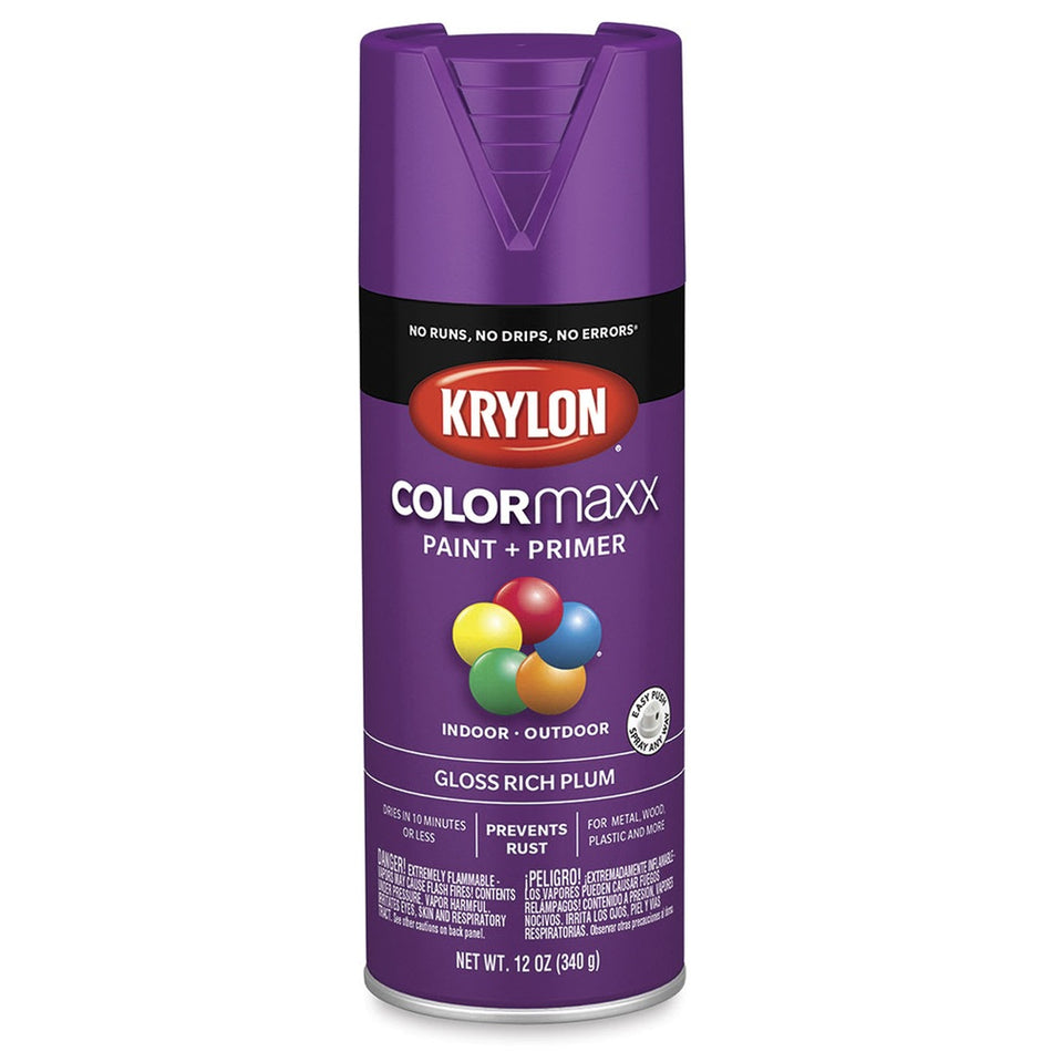 Krylon K05536007 COLORmaxx Spray Paint, Gloss Rich Plum, 12 oz.