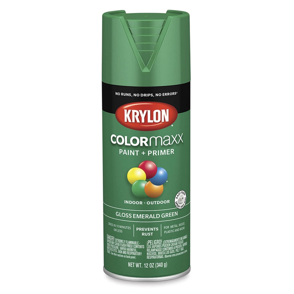 Krylon K05517007 COLORmaxx Spray Paint, Gloss Emerald Green, 12 oz.
