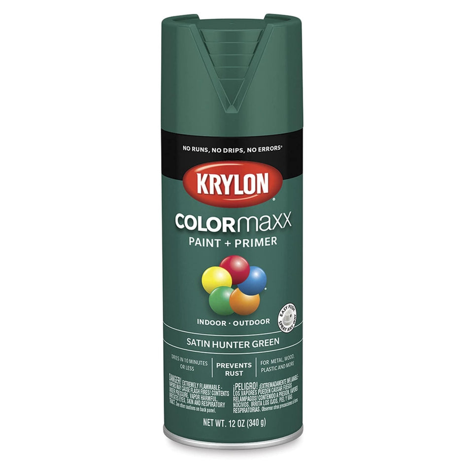 Krylon K05563007 COLORmaxx Spray Paint, Satin Hunter Green, 12 oz.