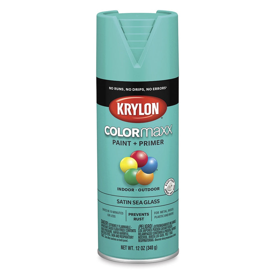 Krylon K05576007 COLORmaxx Spray Paint, Satin Sea Glass, 12 oz.