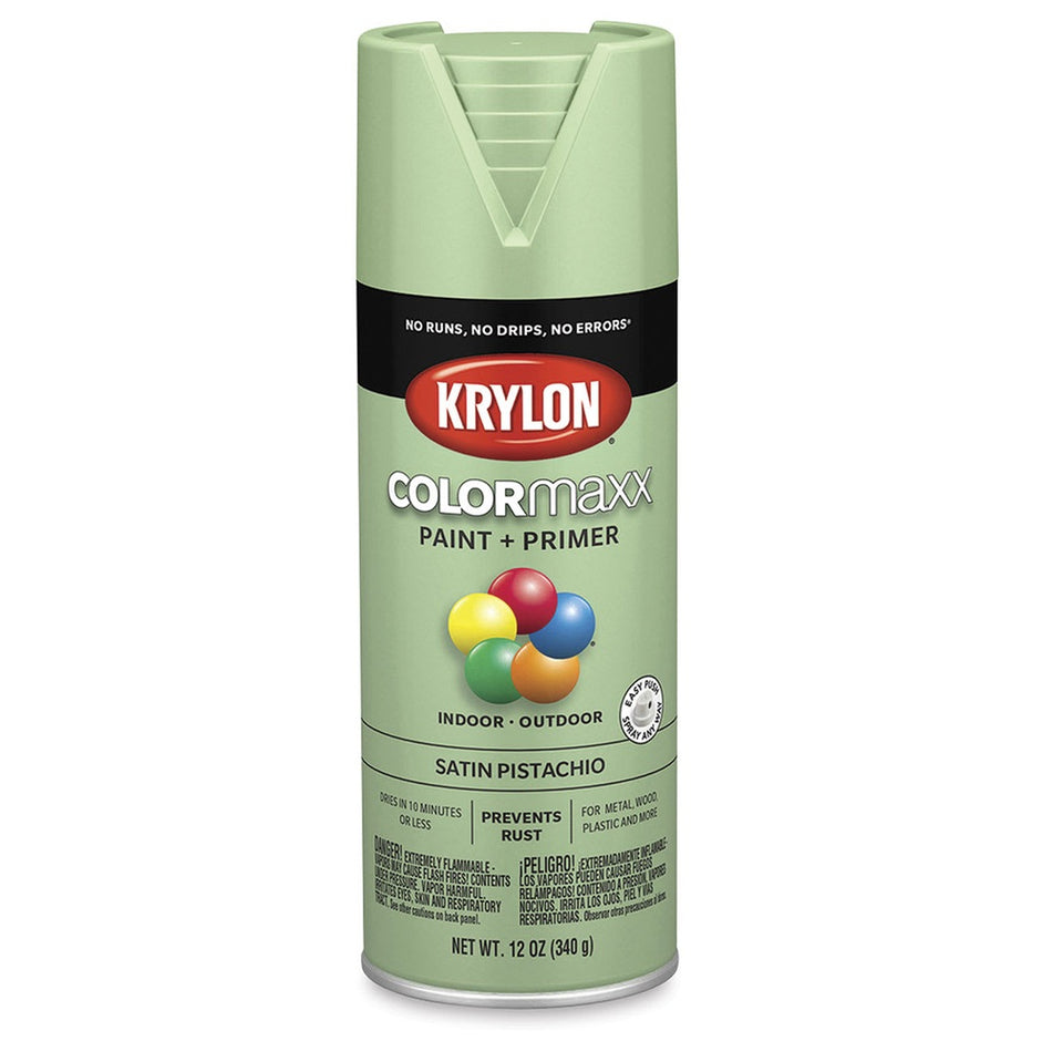 Krylon K05575007 COLORmaxx Spray Paint, Satin Pistachio, 12 oz.