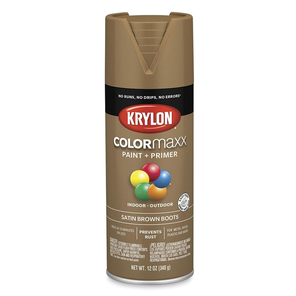 Krylon K05559007 COLORmaxx Spray Paint, Satin Brown Boots, 12 oz.