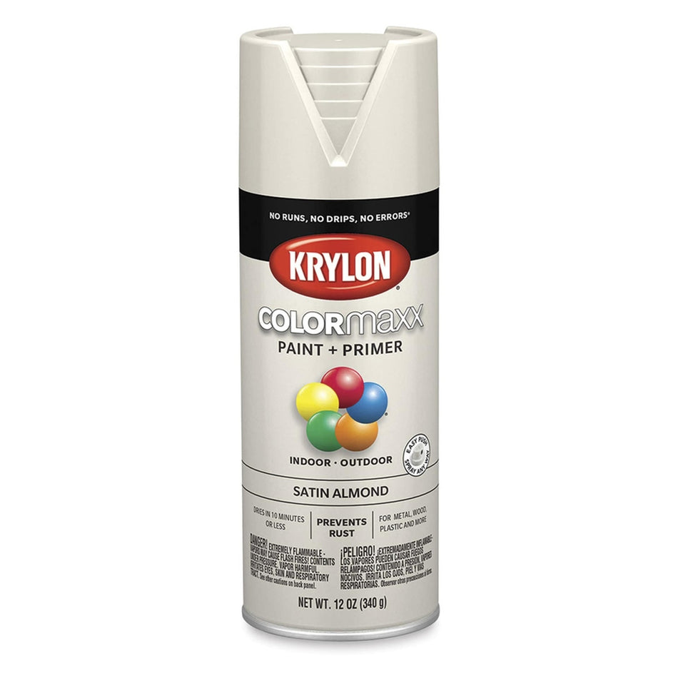 Krylon K05554007 COLORmaxx Spray Paint, Satin Almond, 12 oz.