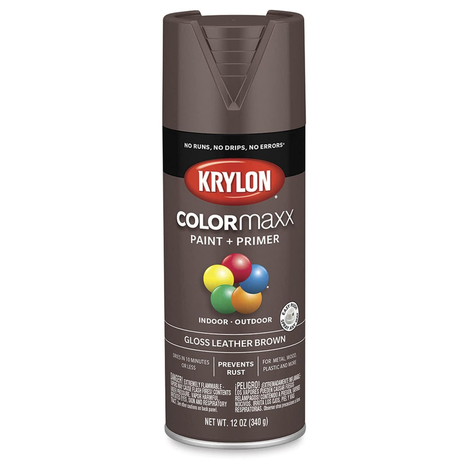 Krylon K05527007 COLORmaxx Spray Paint, Gloss Leather Brown, 12 oz.