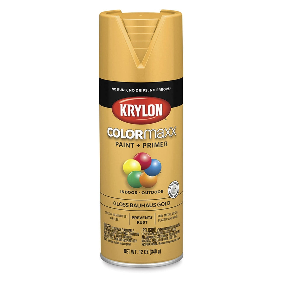 Krylon K05504007 COLORmaxx Spray Paint, Gloss Bauhaus Gold, 12 oz.