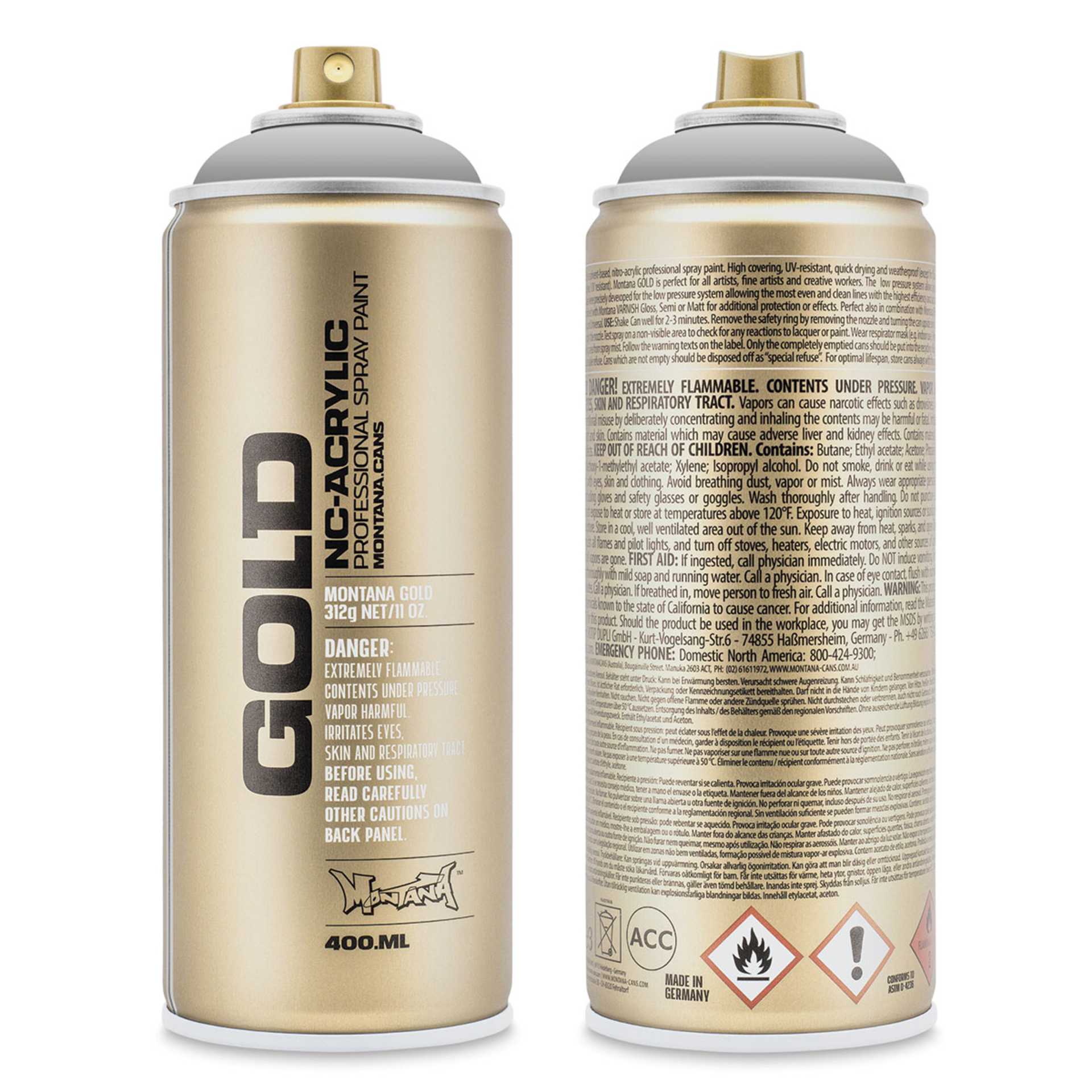 Montana-Cans 01425-1006 Montana Gold NC-Acrylic Professional Spray Paint - Asphalt, 400 ml Can