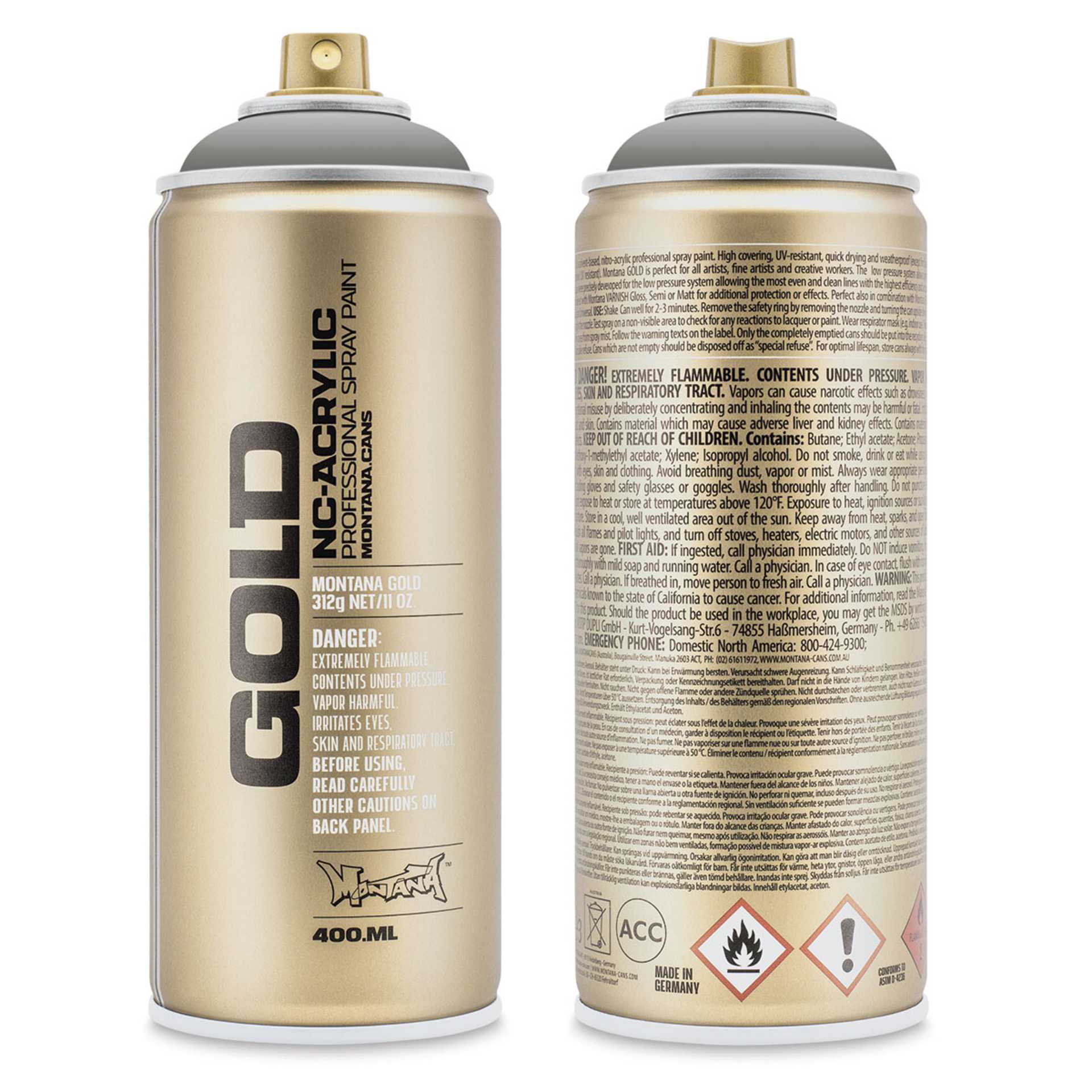 Montana-Cans 01425-1007 Montana Gold NC-Acrylic Professional Spray Paint - Meteorite, 400 ml Can