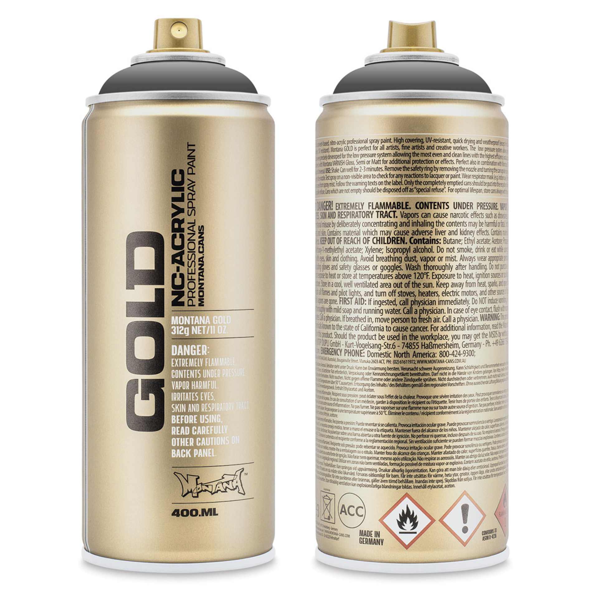 Montana-Cans 01425-1008 Montana Gold NC-Acrylic Professional Spray Paint - Basalt, 400 ml Can