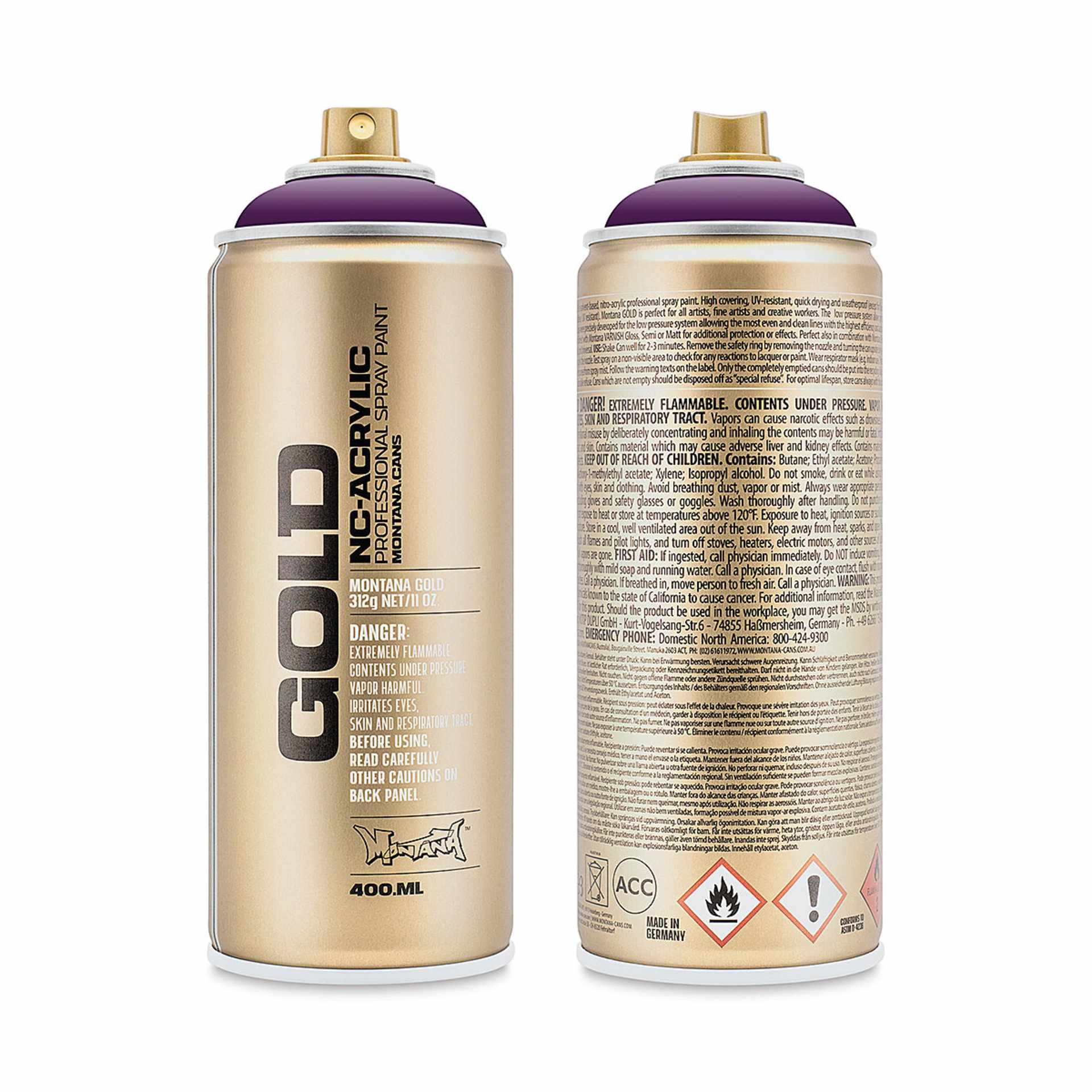 Montana-Cans 01425-1140 Montana Gold NC-Acrylic Professional Spray Paint - Lakers, 400 ml Can