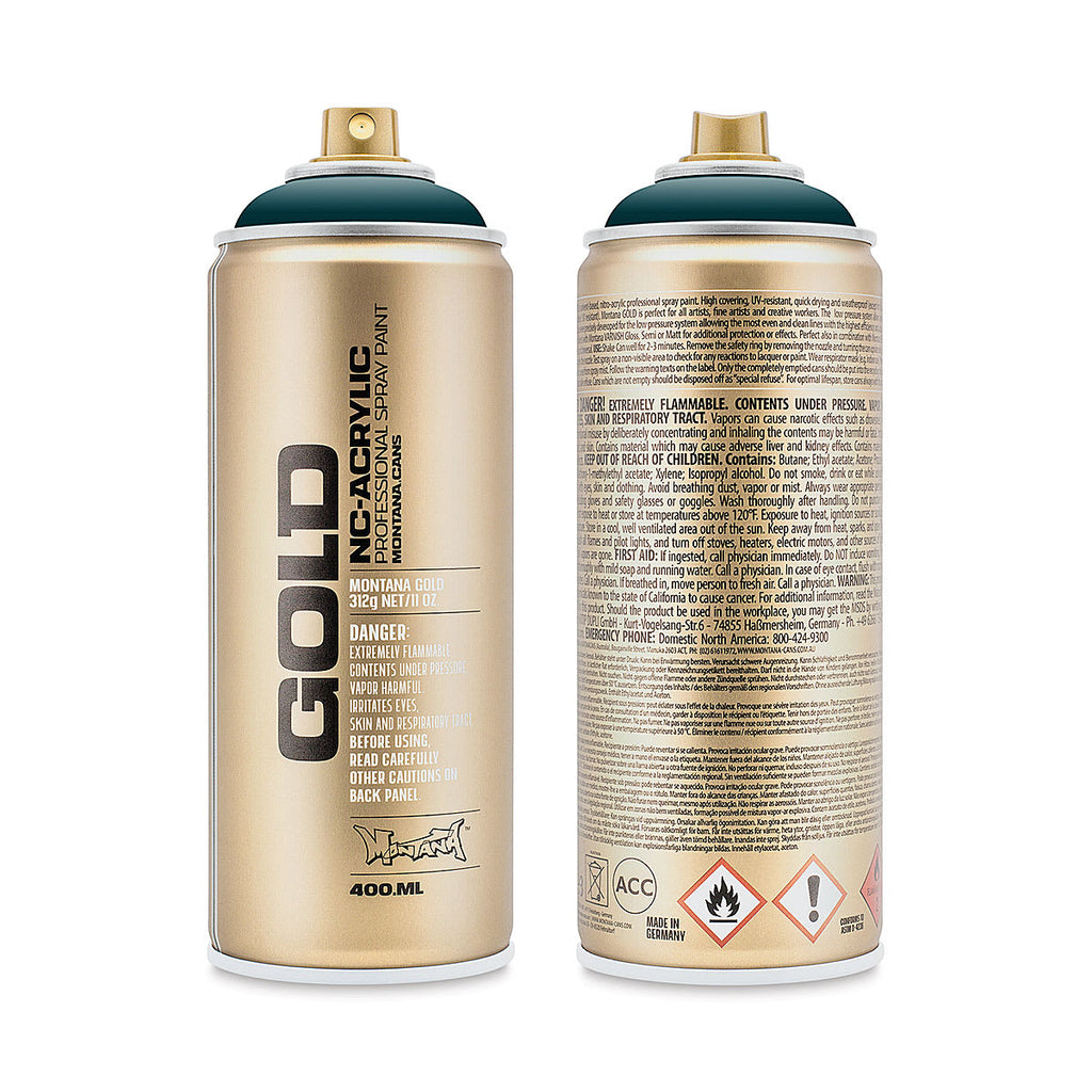 Montana-Cans 01425-1390 Montana Gold NC-Acrylic Professional Spray Paint - Petrol, 400 ml Can