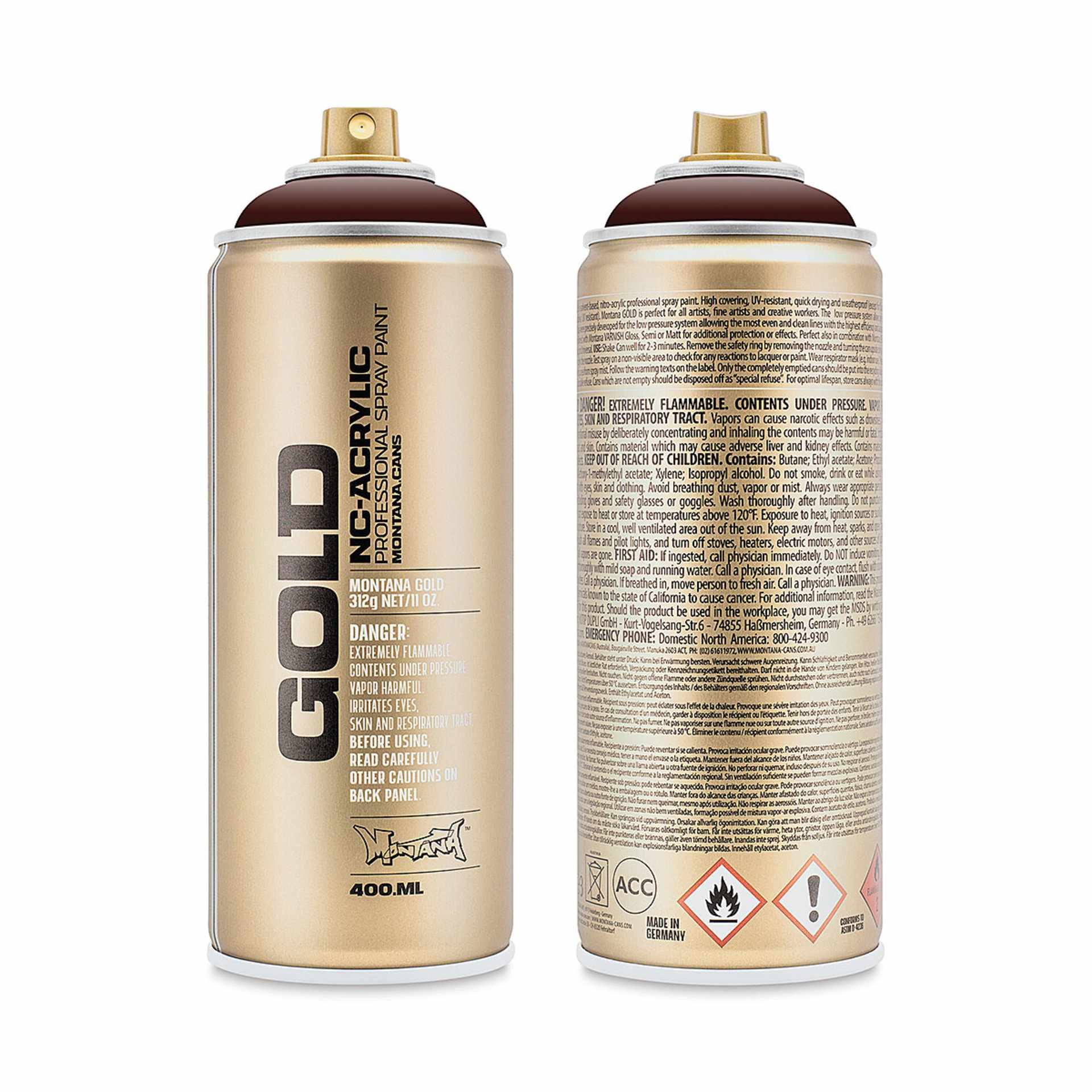 Montana-Cans 01425-2030 Montana Gold NC-Acrylic Professional Spray Paint - Black Red, 400 ml Can