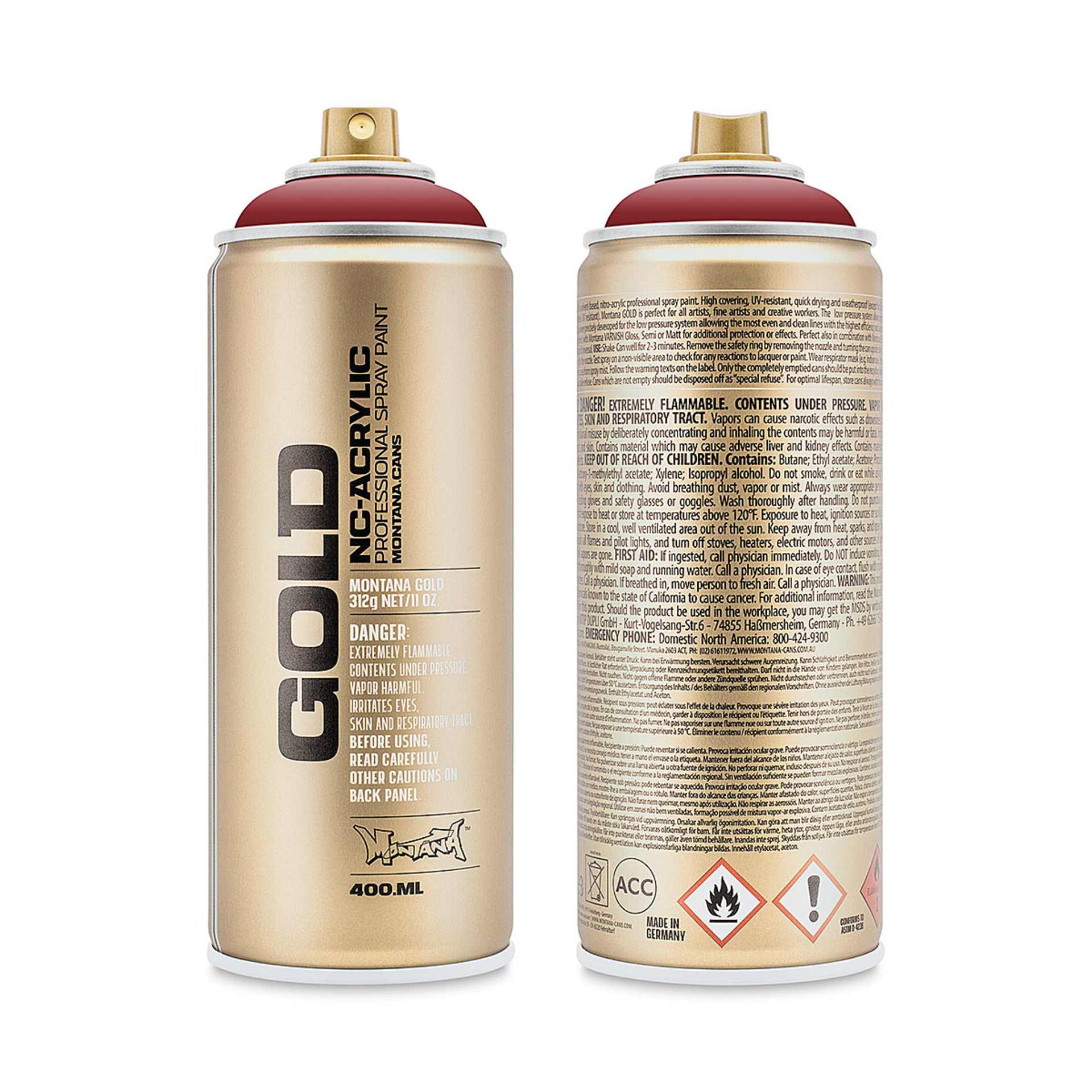 Montana-Cans 01425-2550 Montana Gold NC-Acrylic Professional Spray Paint - Rusto Coat, 400 ml Can