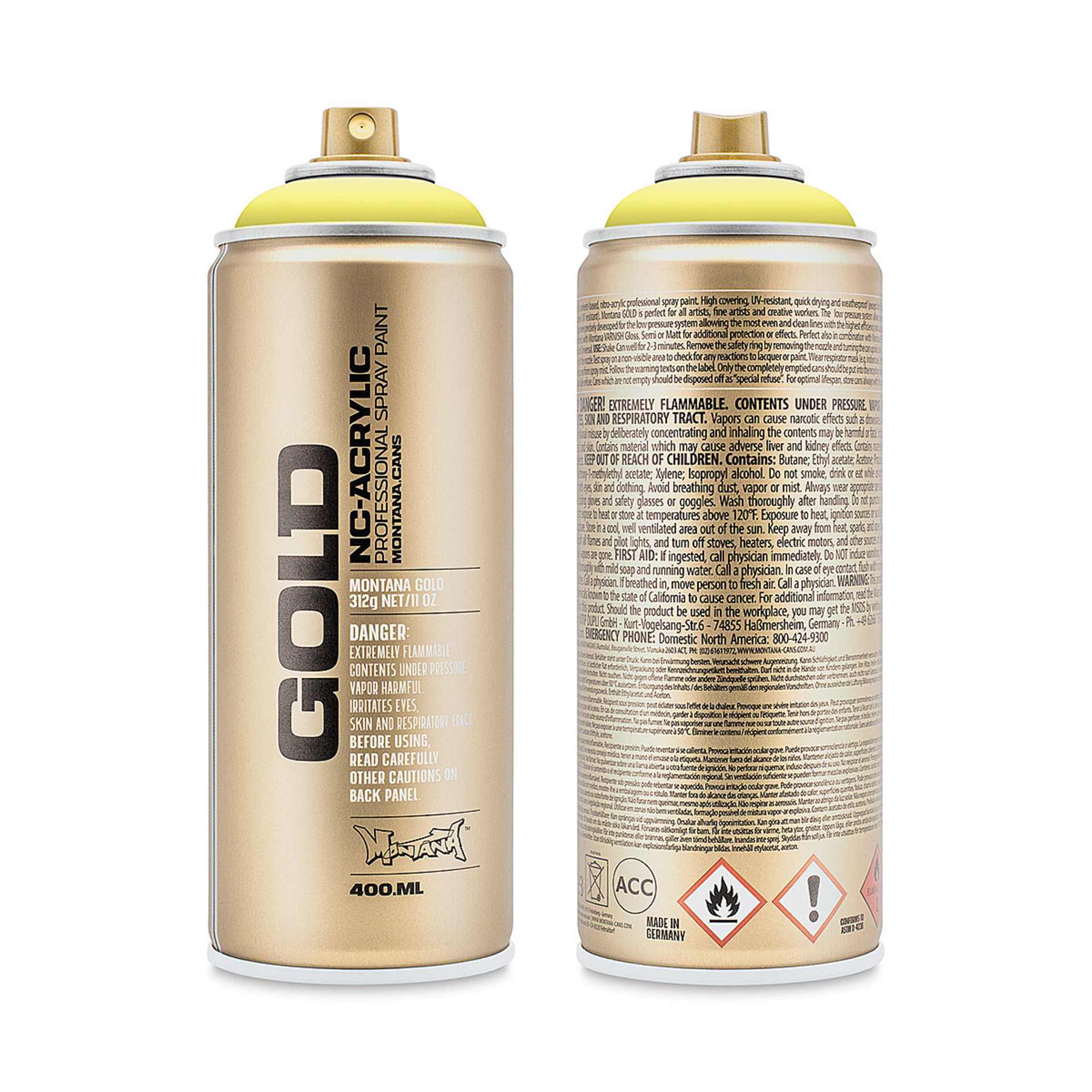 Montana-Cans 01425-2900 Montana Gold NC-Acrylic Professional Spray Paint - Butta, 400 ml Can