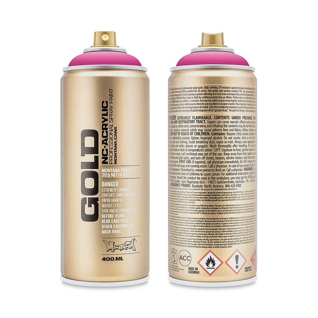 Montana-Cans 01425-3060 Montana Gold NC-Acrylic Professional Spray Paint - Pink Pink, 400 ml Can