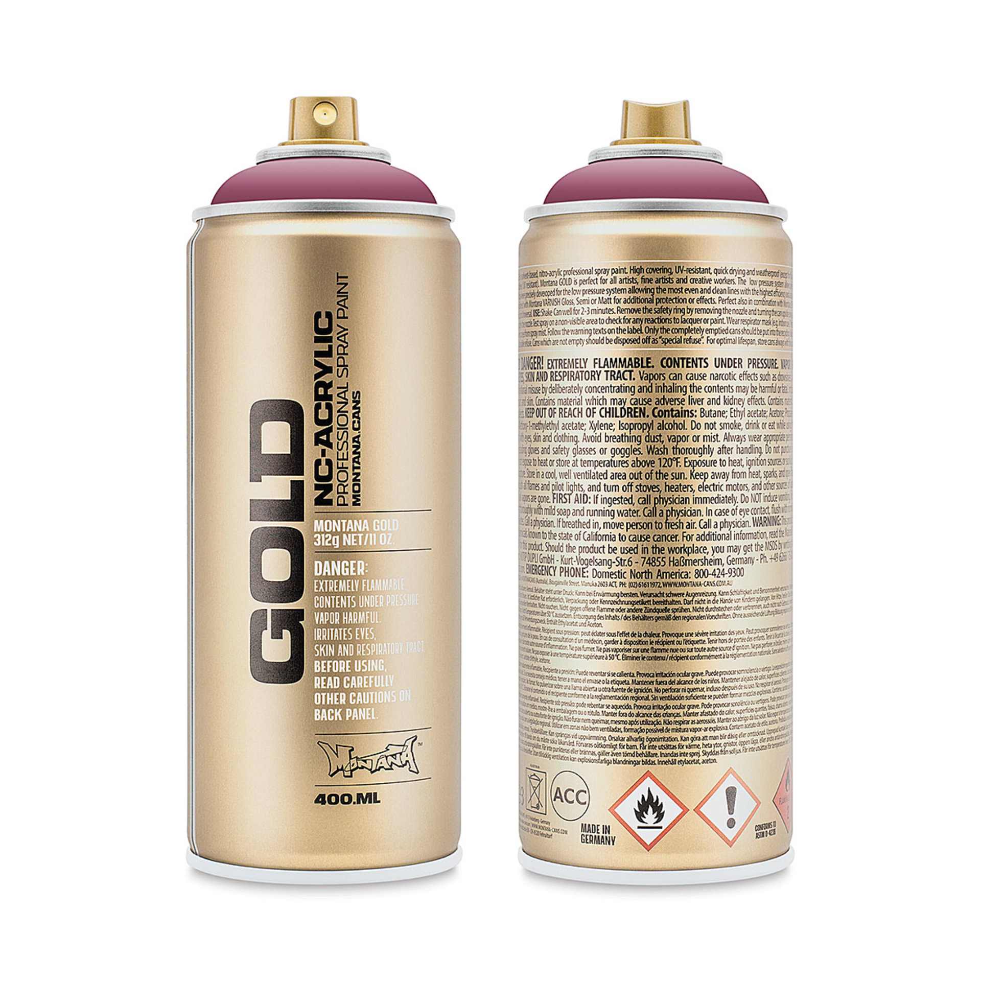 Montana-Cans 01425-3080 Montana Gold NC-Acrylic Professional Spray Paint - Dusty Pink, 400 ml Can